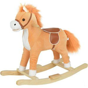 Kids Rocking Horse, Kids Wooden Rocking Horse - Tan
